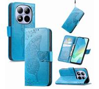 JIUNINE Coque Antichoc pour XIAOMI Redmi Note 15 Pro 5G, Housse Premium Étui Portefeuille en Cuir PU avec Motif Papillon, Porte-Cartes, Support Réglable, Fermeture Magnétique, Bleu
