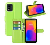 JIUNINE Coque pour Alcatel 1B 2022 / Alcatel 5031G 1B, Antichoc Housse étui en Cuir PU Flip Case Portefeuille à Rabat [Porte Carte] [Fermeture Magnétique] pour Alcatel 1B 2022, Vert