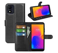 JIUNINE Coque pour Alcatel 1B 2022 / Alcatel 5031G 1B, Antichoc Housse étui en Cuir PU Flip Case Portefeuille à Rabat [Porte Carte] [Fermeture Magnétique] pour Alcatel 1B 2022, Noir