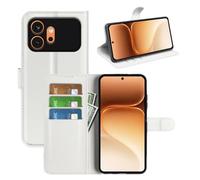 JIUNINE Coque pour Honor 600 5G, Antichoc Housse Étui en Cuir PU Premium Flip Case Portefeuille, Porte Carte, Béquille, Fermeture Magnétique, Blanc