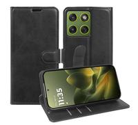 JIUNINE Coque pour Motorola Edge 70, Antichoc Housse étui en Cuir Synthétique Flip Case Portefeuille [Portes Carte] [Fermeture Magnétique], Noir