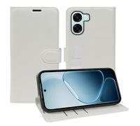 JIUNINE Coque pour Oppo A6x 4G / A6x 5G, Étui Portefeuille à Rabat en Simili Cuir, Support, Fentes Cartes et Fermeture Magnétique, Flip Case Housse de Protection, Blanc