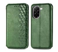 JIUNINE Coque pour Redmi A5, Antichoc Housse étui en Cuir Flip Case Portefeuille avec Motif Losange 3D [Porte Carte] [Adsorption Magnétique] Compatible avec Redmi A5, Vert