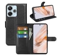JIUNINE Coque pour Xiaomi Redmi 13 4G / Poco M6 4G, Antichoc Housse Étui en Cuir PU Premium Flip Case Portefeuille [Porte Carte] [Béquille] [Fermeture Magnétique] pour Poco M6 4G, Noir