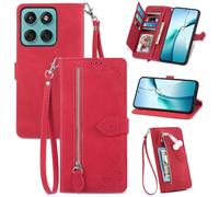 JIUNINE Étui à Rabat en Cuir pour Motorola Edge 70, Rouge
