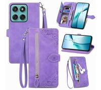 JIUNINE Étui à Rabat en Cuir pour Motorola Edge 70, Violet