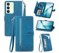 JIUNINE Étui à Rabat pour Realme C71 / Realme C75 / Realme 14x, Bleu
