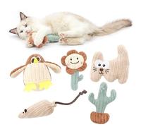 Jiupety Lot de 5 jouets à mâcher à l'herbe à chat en lin doux interactif pour chats d'intérieur résistants aux morsures avec jouets pour chaton pour toutes les races