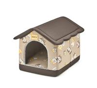Jiupety Maison Chat Interieur, Taille S Niche pour Chien Interieur pour Chats et Chiots, Niche pour Chat avec Toit, Cat House Coussin Reversible, AntidéRapant au Fond, Brun