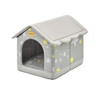 Jiupety Niche pour Chien Interieur, Taille M Niches à Chien pour Chats et Chiots, Maison Chien et Accueillante, Dog House Coussin Reversible, AntidéRapant au Fond, Gris