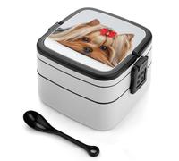 JiuPopular Boîte à bento Yorkshire Terrier - 2 étages - Avec poignée