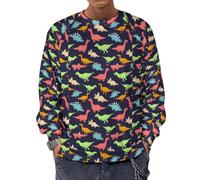 JiuPopular Chandail à manches longues et à col ras-du-cou, écailles de sirène dorées, pull léger et décontracté pour hommes, Monster Dinosaure, 5XL