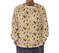 JiuPopular Chandail à manches longues et à col rond, chevaux de l'Ouest, pulls légers et décontractés pour hommes, De nombreux poules., 5XL