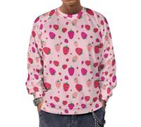 JiuPopular Chandail à manches longues et à col rond, empreintes de pattes d'animaux, pull léger et décontracté pour homme, Motif fraise., 4XL