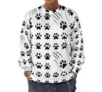 JiuPopular Chandail à manches longues et à col rond, empreintes de pattes d'animaux, pull léger et décontracté pour homme, Empreintes d'animaux, 5XL