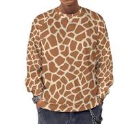 JiuPopular Chandail à manches longues et à col rond, empreintes de pattes de chien, pull léger et décontracté pour homme, Motif girafe, 4XL