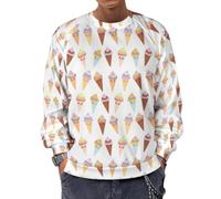 JiuPopular Chandail à manches longues et à col rond, mignon pingouin, pull léger et décontracté pour hommes, Glace colorée., S