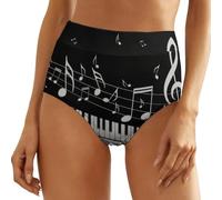 JiuPopular Culotte pour femme, note de piano pour femme, taille haute extensible, Notes de touches de piano, M