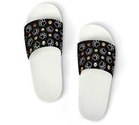 JiuPopular Pantoufles antidérapantes, empreintes de pattes de chien, pour hommes et femmes, sandales de douche, Blanc Style 2, 39 1/3 EU