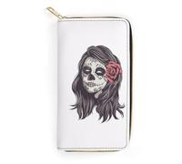 JiuPopular Portefeuille en cuir avec tête de mort princesse petite abeille, petite taille et grande capacité, facile à transporter, Style :, 19.7x10.5cm, Moderne