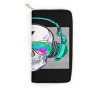 JiuPopular Portefeuille en cuir, crâne Rock and Roll, petite taille et grande capacité, facile à transporter, Style :, 19.7x10.5cm, Moderne