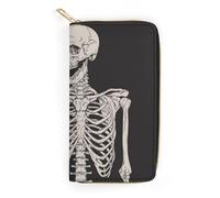 JiuPopular Portefeuille en cuir, crâne squelette rock and roll, petite taille et grande capacité, facile à transporter, Style :, 19.7x10.5cm, Moderne