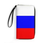 JiuPopular Portefeuille en cuir, drapeau russe, avec corde, petite taille et grande capacité, facile à transporter