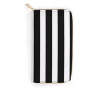 JiuPopular Portefeuille en cuir, drapeau russe, petite taille et grande capacité, facile à transporter, Rayures noires et blanches., 19.7x10.5cm, Moderne