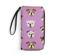 JiuPopular Portefeuille en cuir, drôle de bouledogue anglais, avec corde, petite taille et grande capacité, facile à transporter