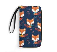 JiuPopular Portefeuille en cuir, joli foulard renard, avec corde, petite taille et grande capacité, facile à transporter