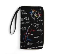 JiuPopular Portefeuille en cuir, mathématiques linéaires, éducation mathématique, avec corde, petite taille et grande capacité, facile à transporter