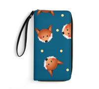 JiuPopular Portefeuille en cuir, mignon renard rouge, avec corde, petite taille et grande capacité, facile à transporter