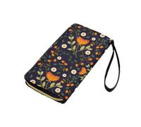 JiuPopular Portefeuille en cuir, motif girafe, avec corde, petite taille et grande capacité, facile à transporter, Répétition du motif floral, 19.7x10.5cm, Moderne