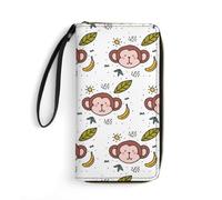 JiuPopular Portefeuille en cuir, motif singe banane, avec corde, petite taille et grande capacité, facile à transporter