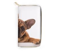 JiuPopular Portefeuille en cuir, patte de bouledogue français et chien, petite taille et grande capacité, facile à transporter, Style :, 19.7x10.5cm, Moderne