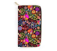 JiuPopular Portefeuille en cuir, Peace and Love, petite taille et grande capacité, facile à transporter, Style :, 19.7x10.5cm, Moderne