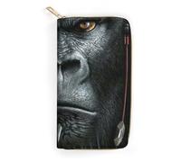 JiuPopular Portefeuille en cuir, rayures noires et blanches, petite taille et grande capacité, facile à transporter, Gorilla, 19.7x10.5cm, Moderne