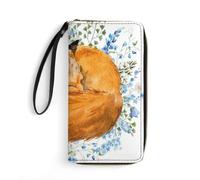 JiuPopular Portefeuille en cuir, renard aquarelle, avec corde, petite taille et grande capacité, facile à transporter