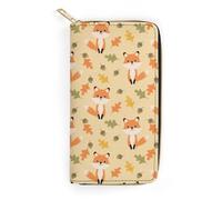 JiuPopular Portefeuille en cuir, renard mignon d'automne, petite taille et grande capacité, facile à transporter, Style :, 19.7x10.5cm, Moderne