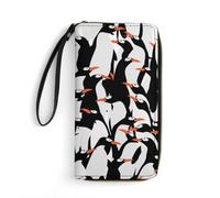 JiuPopular Portefeuille en cuir, StructureWallet, avec corde, petite taille et grande capacité, facile à transporter, Pingouin mignon., 19.7x10.5cm, Moderne