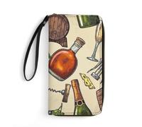 JiuPopular Portefeuille en cuir vintage élégant pour bouteilles de vin et raisin, avec corde, petite taille et grande capacité, facile à transporter