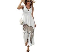 JiuPopular Robe sans manches, belle robe de vagues de l'océan, robe d'été décontractée à col en V pour laydies, Âne mignon, XXL