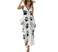 JiuPopular Robe sans manches, belle robe de vagues de l'océan, robe d'été décontractée à col en V pour laydies, Empreintes d'animaux, XXL