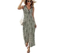 JiuPopular Robe sans manches, robe papillon rose nuit lumineuse, robe d'été décontractée à col en V pour laydies, Baroque, 3XL