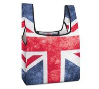 JiuPopular Sac à provisions pliable, vintage, drapeau britannique, réutilisable, sac fourre-tout lavable pour un usage quotidien, sacs de voyage, Drapeau britannique vintage Union Jack., Taille unique