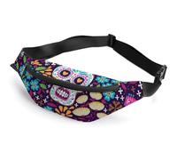 JiuPopular Sac banane mexicain Dia De Muertos - Sac banane réglable pour course à pied, marche, randonnée