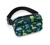JiuPopular Sac banane réglable avec fond bleu avec dinosaures, sac banane pour course à pied, marche, randonnée