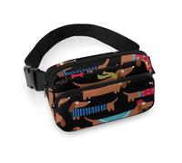 JiuPopular Sac banane réglable avec inscription « I Love My Dog Teckels » pour la course à pied, la marche, la randonnée