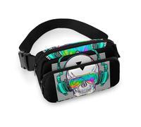 JiuPopular Sac banane, Rock and Roll Skull Sac banane réglable pour course à pied, marche, randonnée