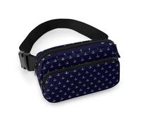 JiuPopular Sac banane, sac banane réglable sur le thème nautique avec ancres simples, pour la course à pied, la marche, la randonnée